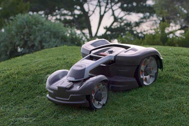 Image of a Husqvarna automower, one of the top robot mowers for large lawns