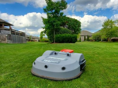 Echo Robotics automower in a yard