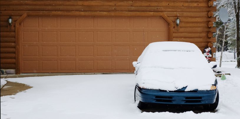 Need Snow Blower Robot Snowy driveway with snow on top of car