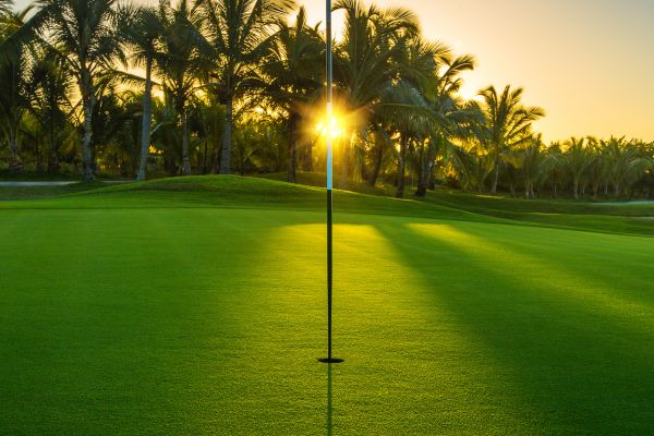 Photo of a golf course green that was cut by a greenskeeper's robotic mower