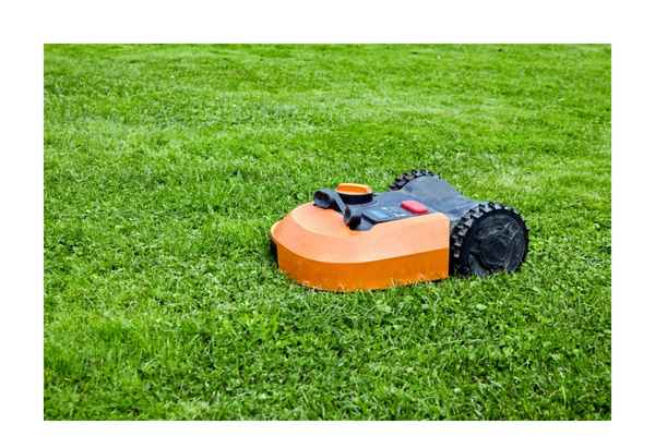 A golf green mower mowing a golf course