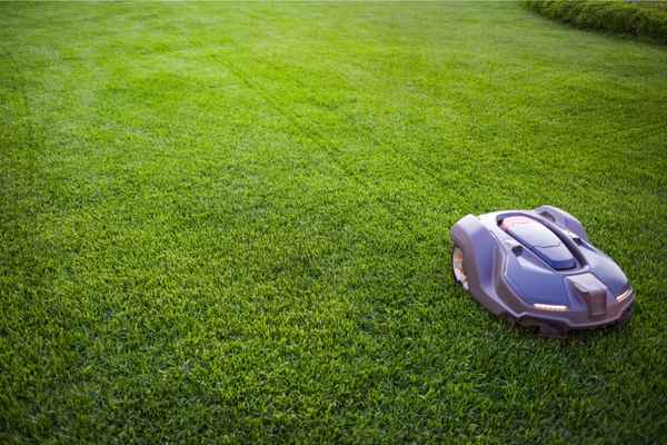 A commercial autonomous lawn mower offering a clean commercial lawn