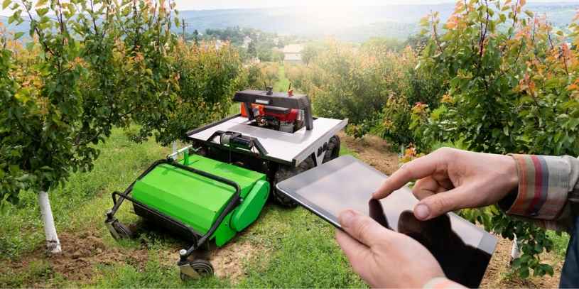 Remote Control Mower A remote control mower operated on a large agricultural property.